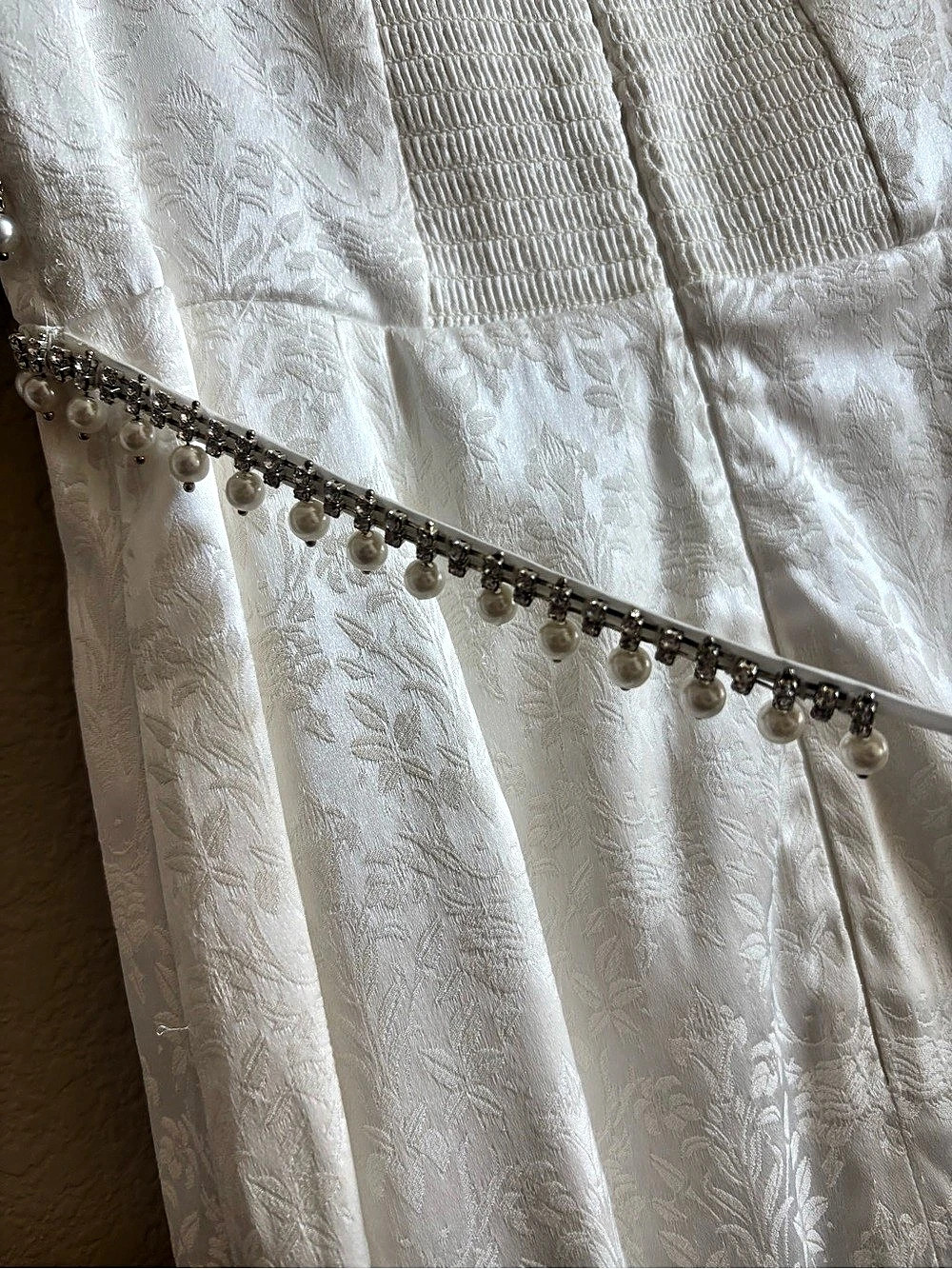 ANTHROPOLOGIE V CHAPMAN MIDI DRESS White Floral Maxi Dress Size 6 - Picture 5 of 6